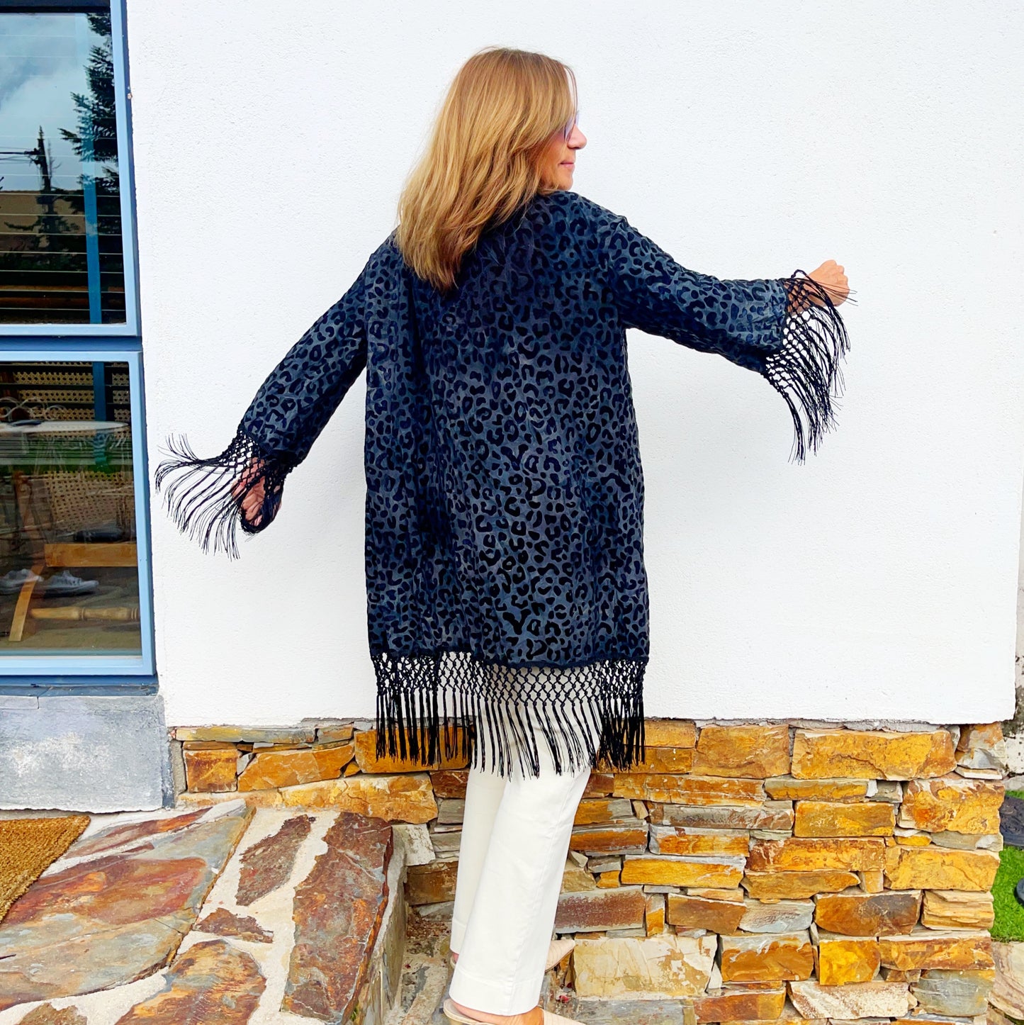 Kimono de Seda y Terciopelo Animal Print