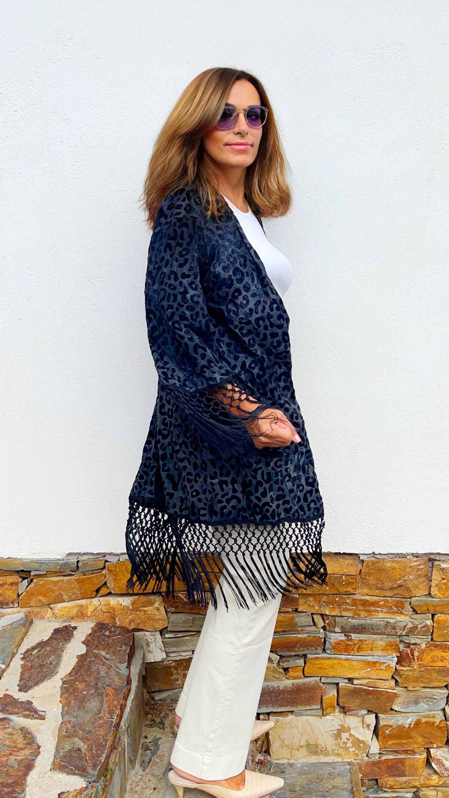 Kimono de Seda y Terciopelo Animal Print
