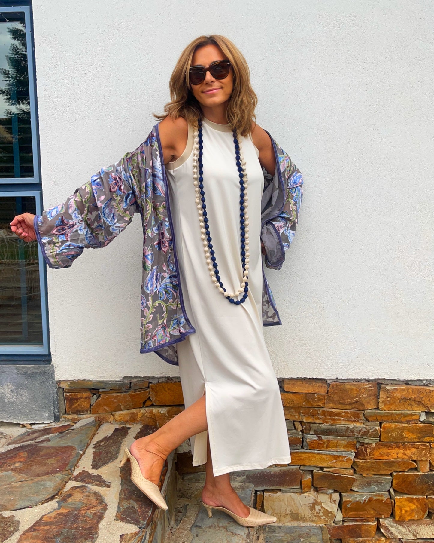 KIMONO Terciopelo y seda gris
