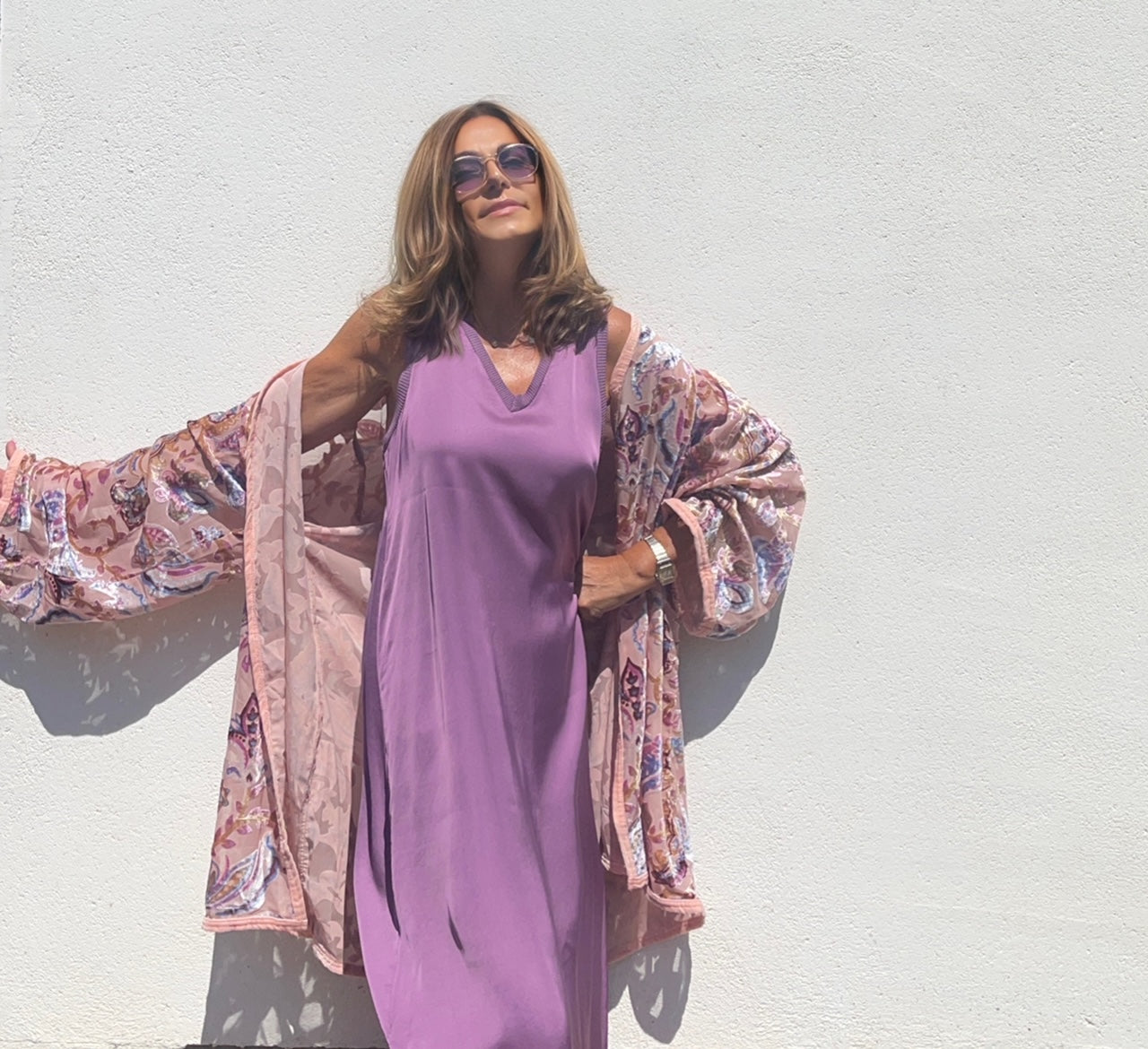 Kimono Terciopelo y seda rosa