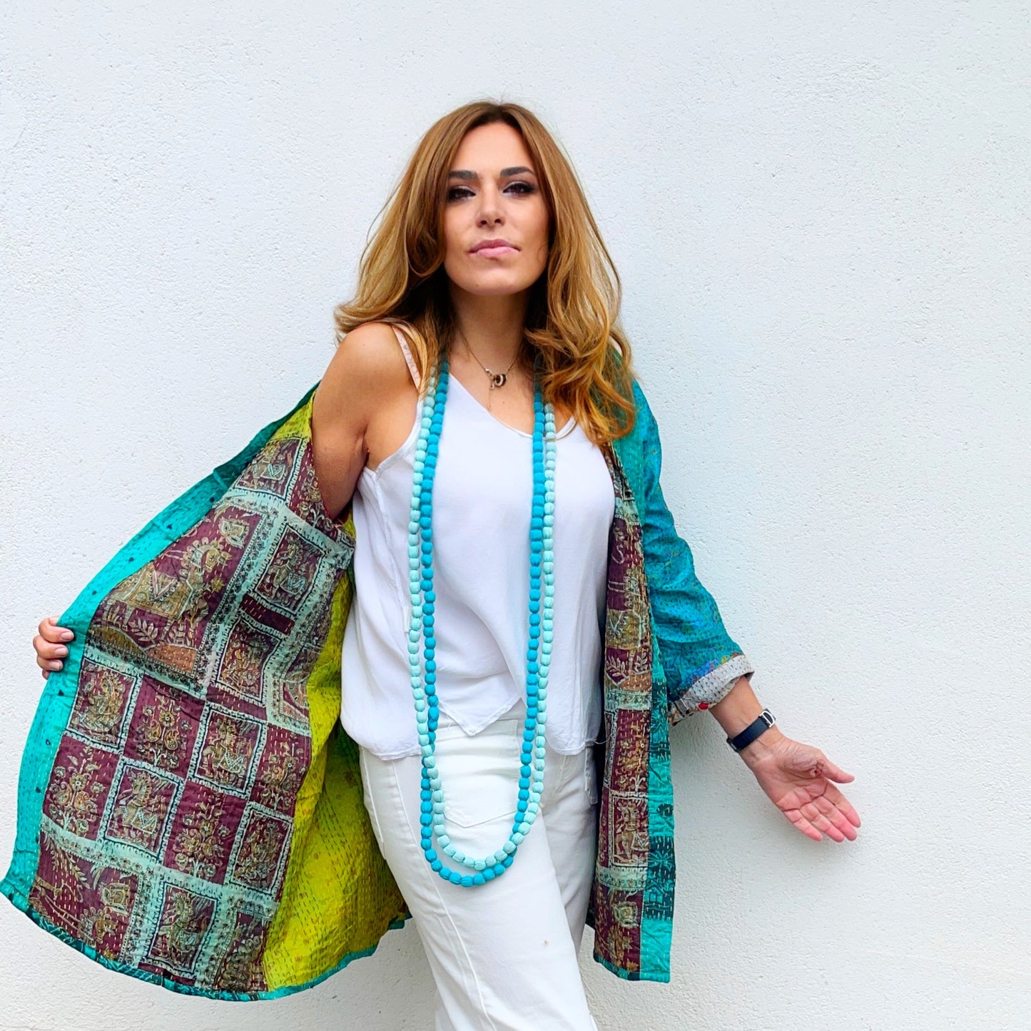 Chaqueta Kantha AGRA turquesa