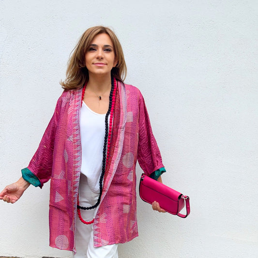 Chaqueta Kantha reversible JAIPUR Rosa