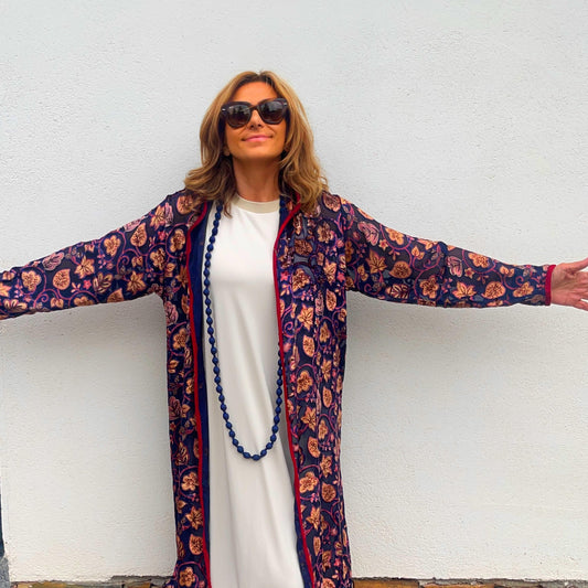 KIMONO terciopelo y seda azul