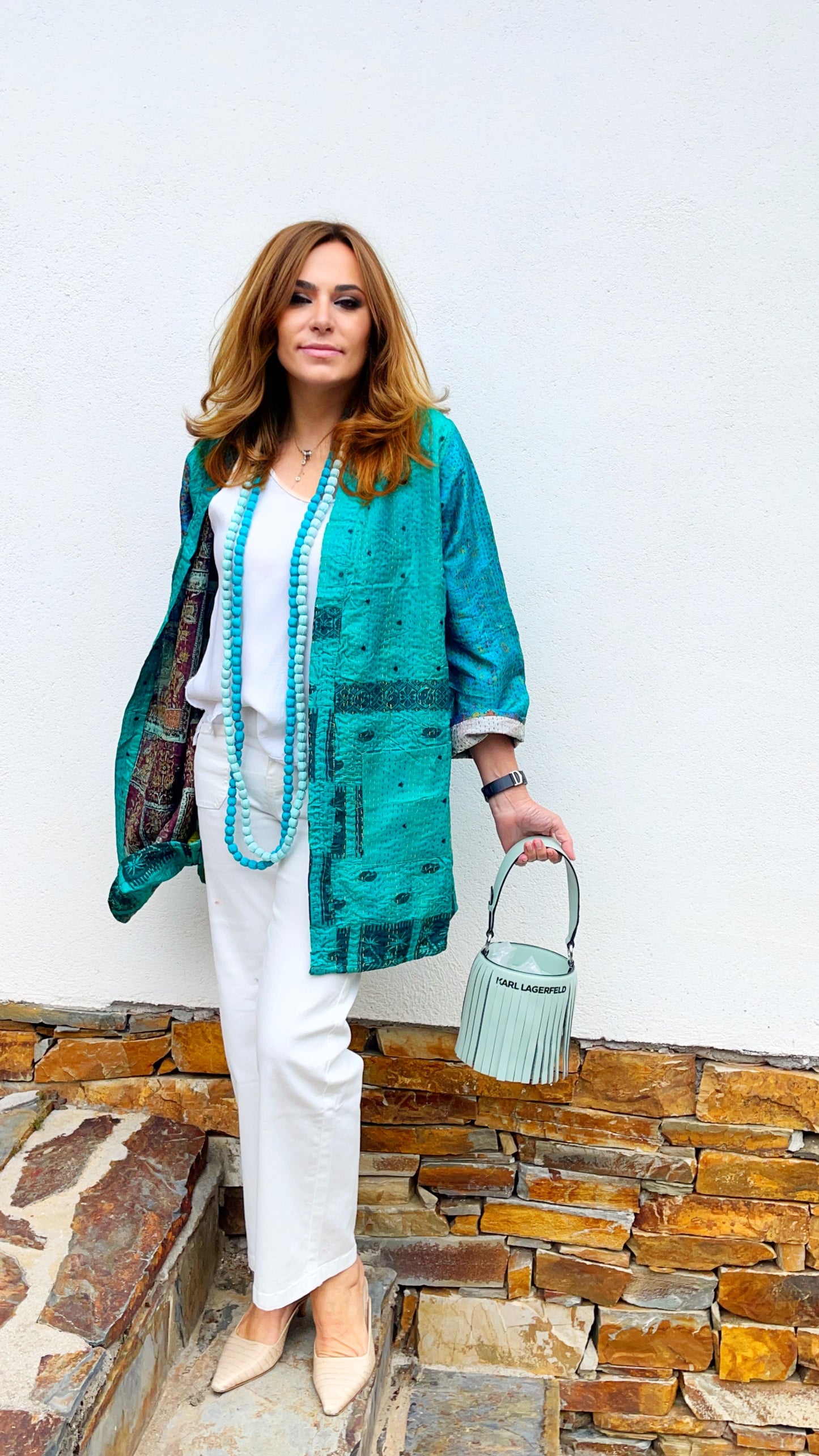 Chaqueta Kantha AGRA turquesa