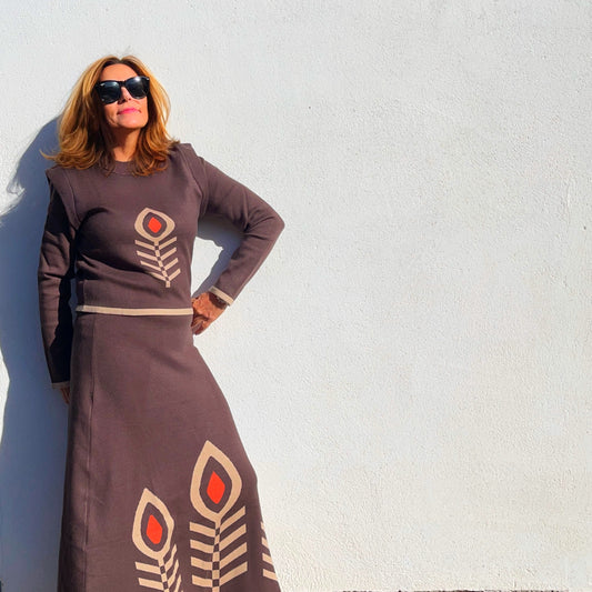 Conjunto falda y jersey chocolate