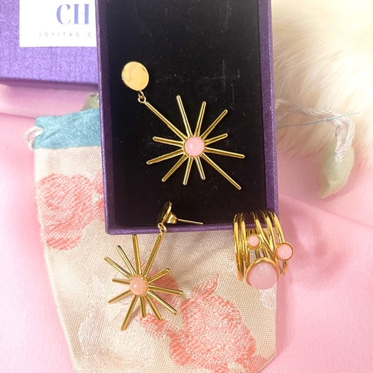 Pendientes estrella rosa