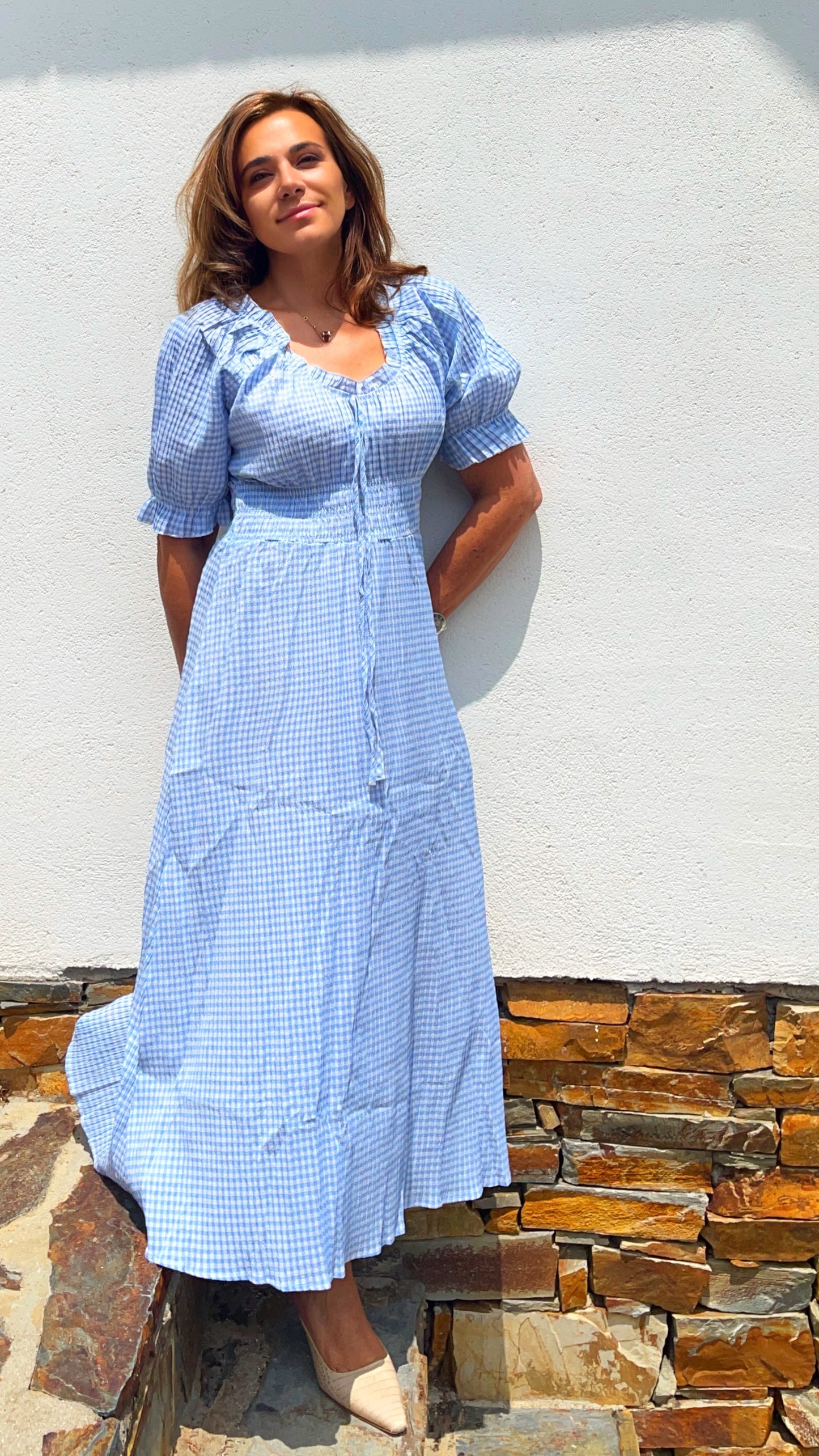 Vestido Vichy Bardot