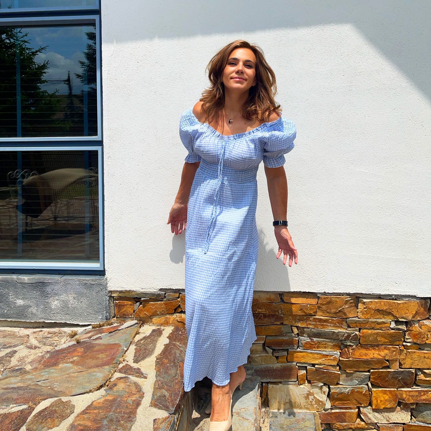 Vestido Vichy Bardot